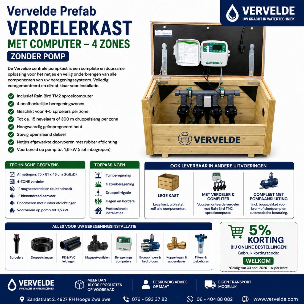 Prefab Verdelerkast met Computer 4 Zones Zonder Pomp, Jardin & Terrasse, Programmateurs d'Arrosage, Enlèvement ou Envoi, Neuf