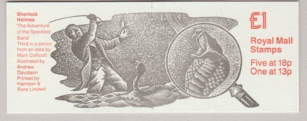 Carnet GB 1987 SG FH10 Sherlock Holmes - N 3 **, Envoi, Non oblitéré