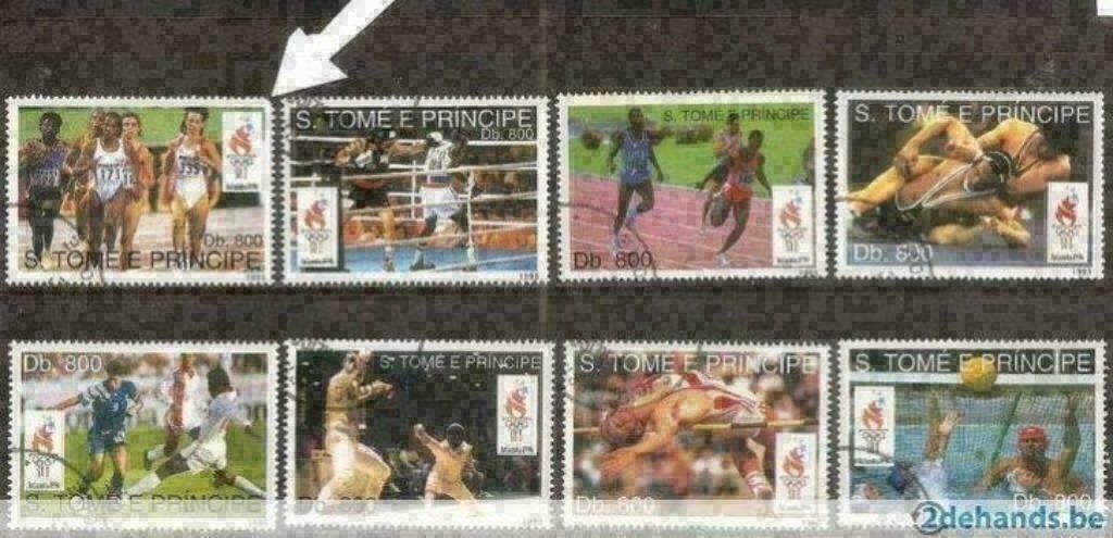 Sao Tomé-et-Principe 1993 - Yvert 1195-1202 - Atlanta (ST), Envoi, Affranchi