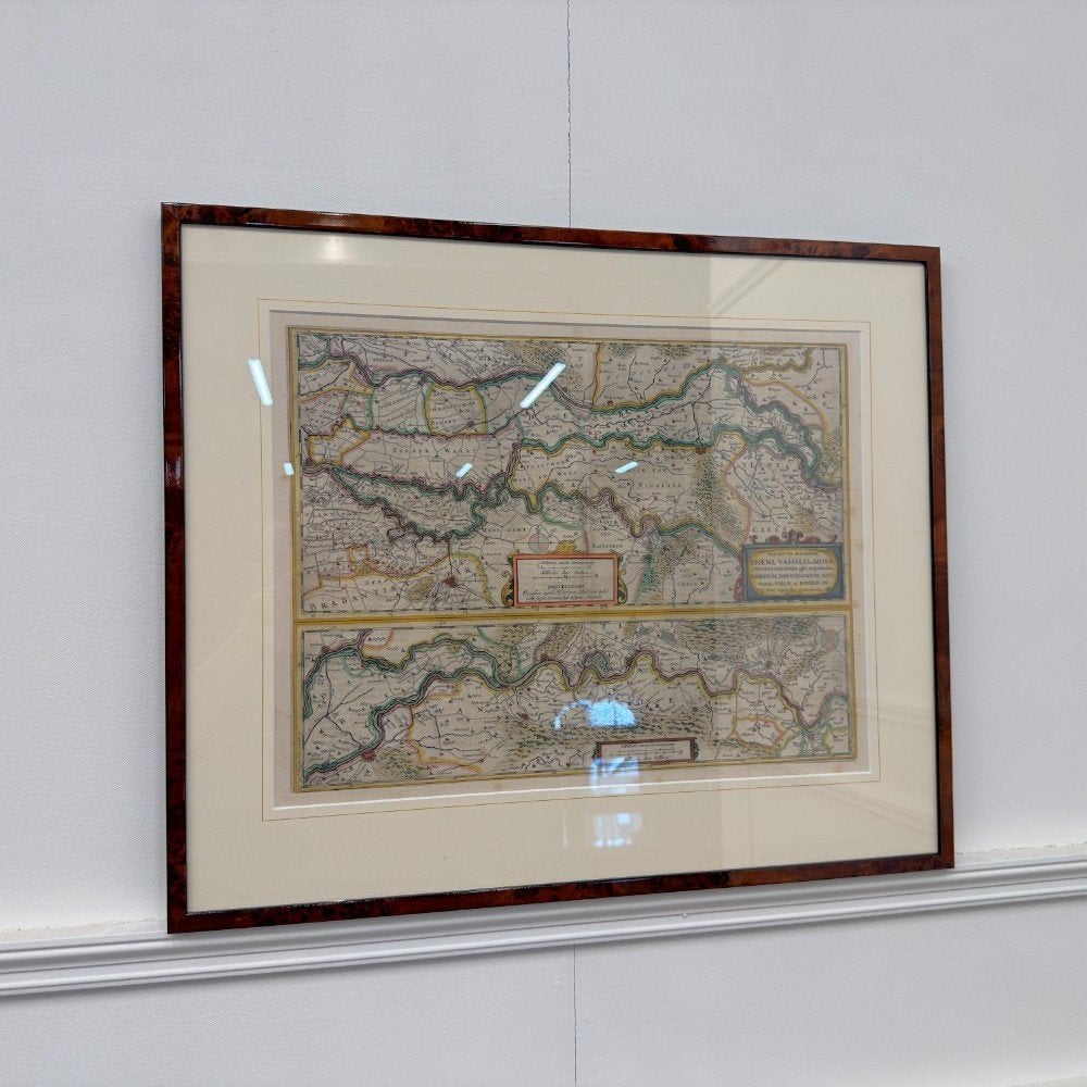 Antieke landkaart van de Rivieren Rijn, Waal en Maas, Antiek en Kunst, Ophalen