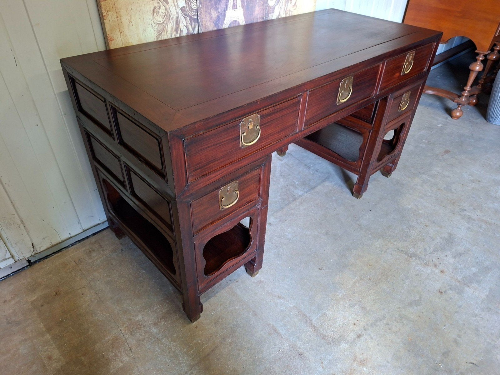Antiek chinees bureau, schrijftafel, desk  afm. 140x60cm en, Ophalen of Verzenden