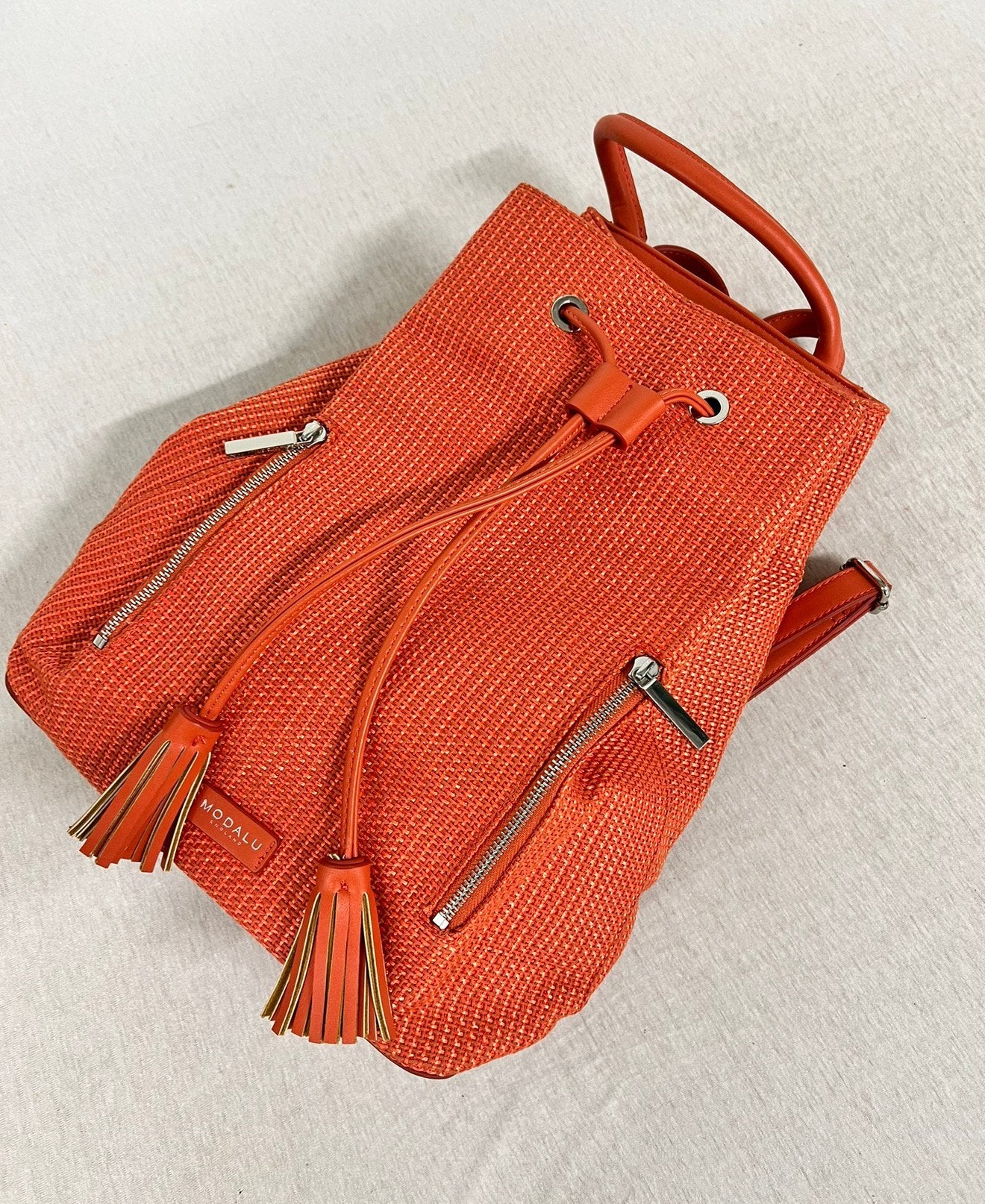 Modalu Lulu Backpack - Vintage oranje rugtas rugzak dames, Ophalen of Verzenden, Zo goed als nieuw, 25 tot 40 cm, 30 tot 45 cm
