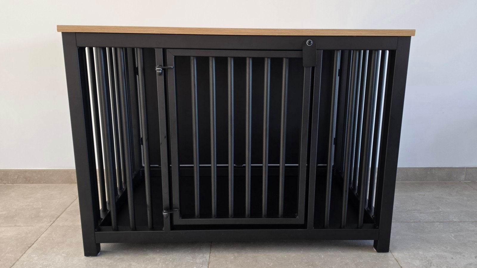 Stalen hondenbench met eiken blad 100x66x72 cm (BxDxH), Ophalen, Nieuw