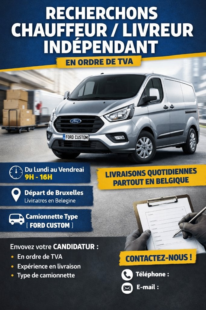Chauffeur/Livreur Indépendant (TVA), Freelance ou Intérim