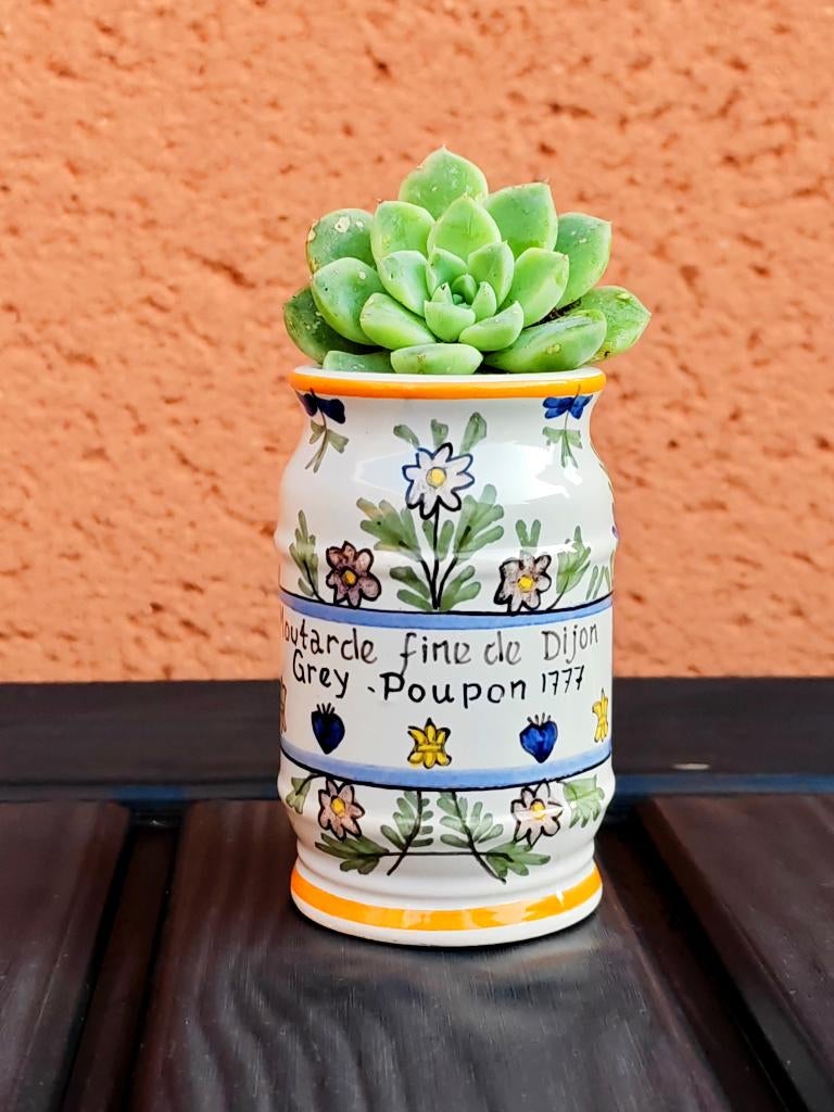 Vintage Grey Poupon Dijon Mosterdpot -Handgeschilderd, Ophalen of Verzenden