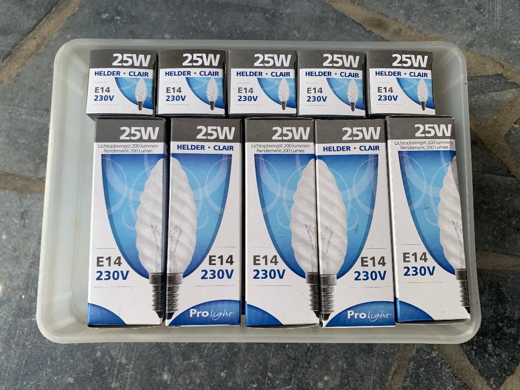 Kaarsvormige gloeilampen – ProLight 25W E14 (meerdere), Ophalen of Verzenden