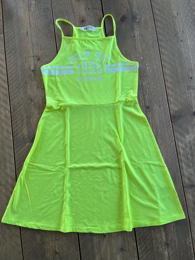 H&M, fluo jurk maat 146 - 152, Meisje, H&M, Ophalen of Verzenden, Zo goed als nieuw