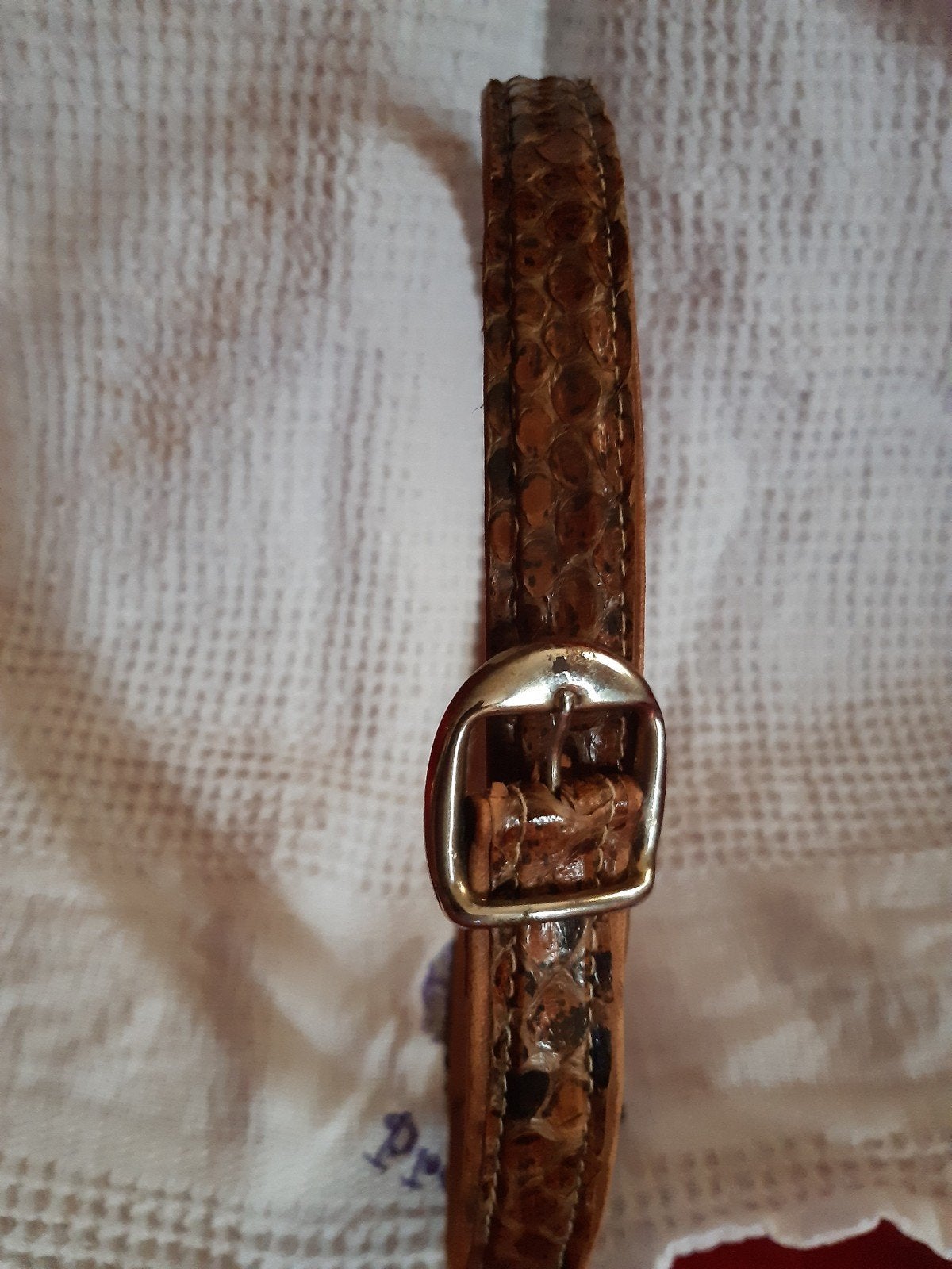 ceinture vintage en véritable python marron, Kleding | Dames, Minder dan 3 cm, Overige kleuren, 100 cm of meer, Heupriem