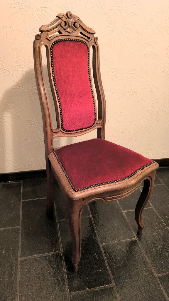 Chaise avec assise en velours rouge, Antiquités & Art, Enlèvement