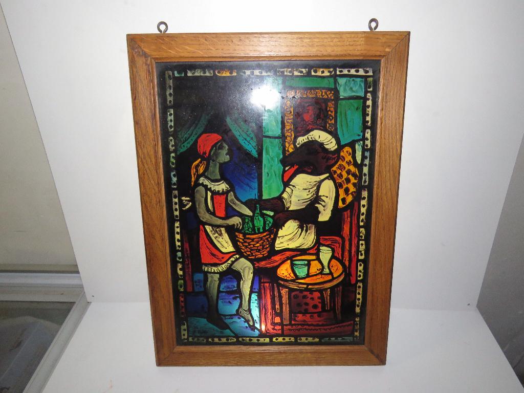 Handbeschilderd glas Roodkapje gesigneerd, Antiek en Kunst, Ophalen of Verzenden