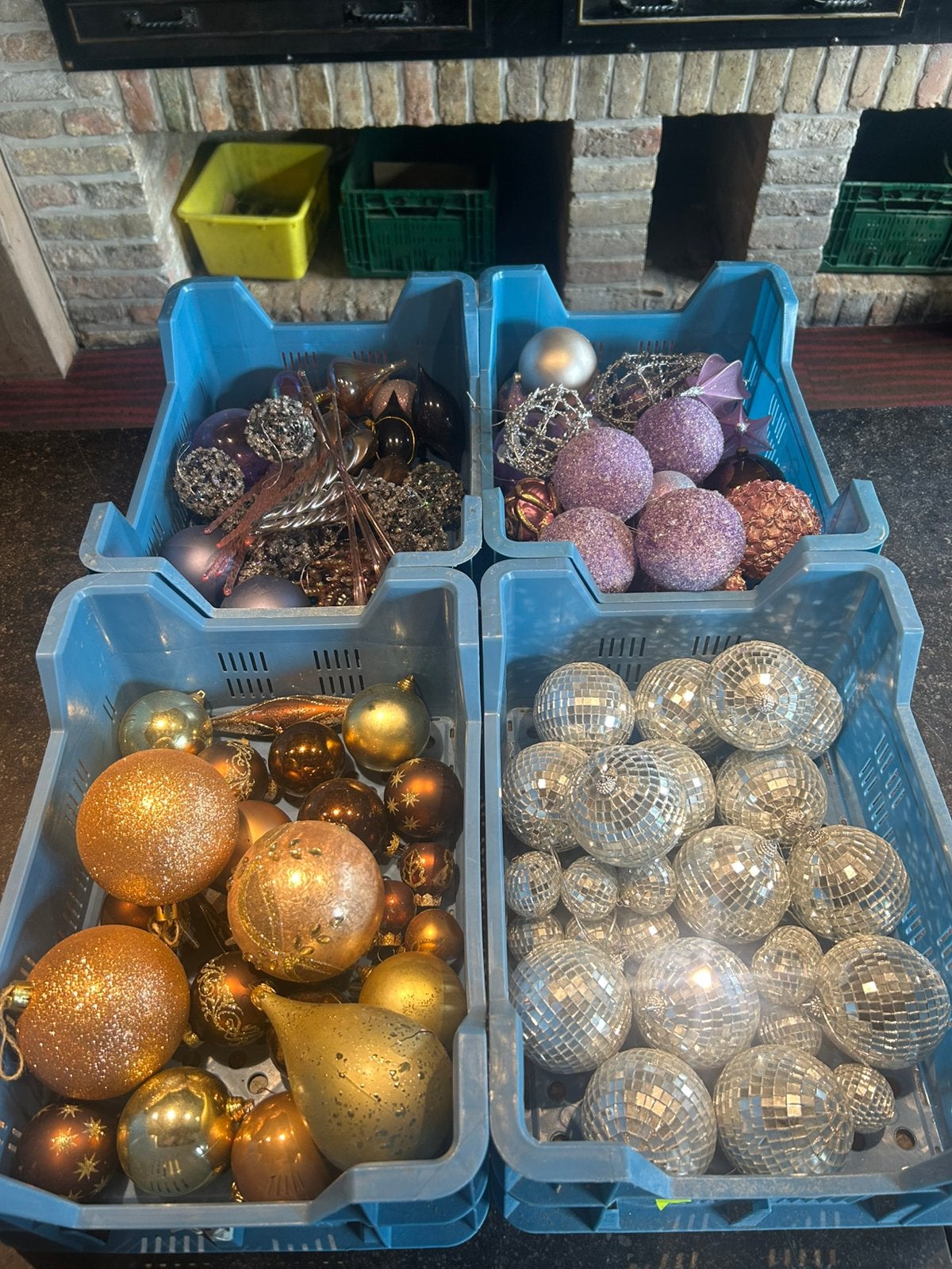 Grote partij kerstversiering – goud, zilver, roze en paars, Ophalen, Gebruikt