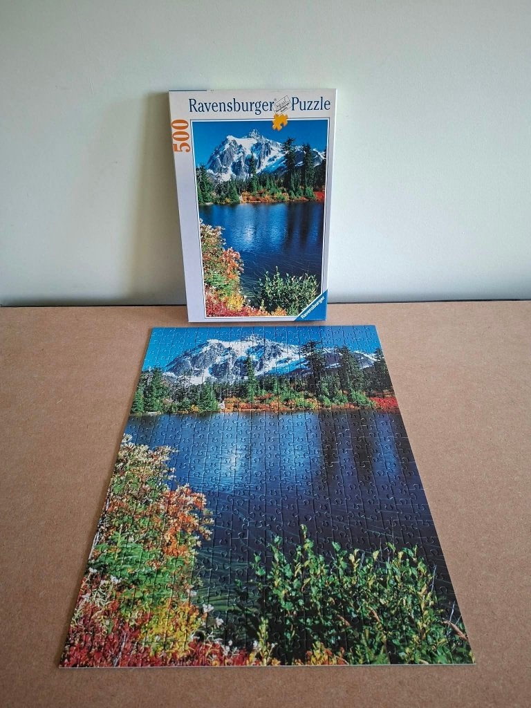 Ravensburger: Puzzel "Canadees berglandschap" (500 stukken), Ophalen of Verzenden, 500 t/m 1500 stukjes, Gebruikt, Legpuzzel
