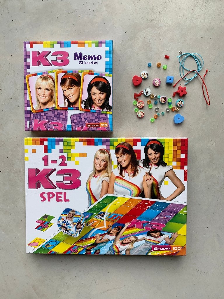 K3 Pakket - Memo + Spel + Kralen - Studio 100, Ophalen of Verzenden, Nieuw, Studio 100