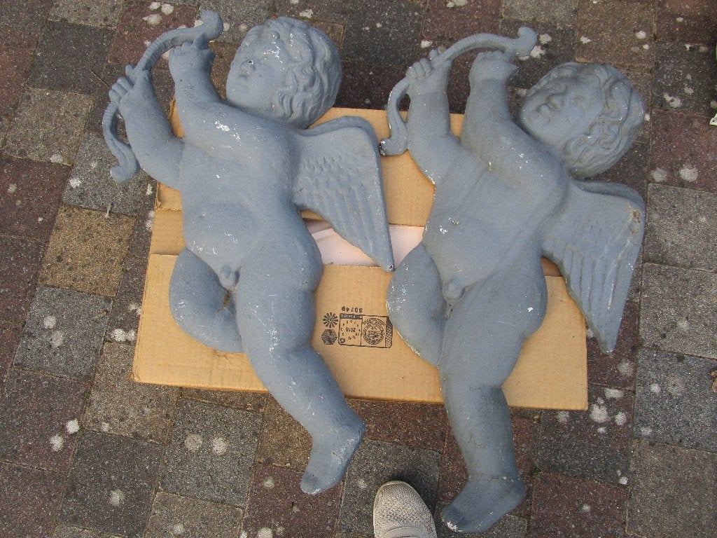 anges en fonte hauteur 65 cm, Antiquités & Art, Enlèvement