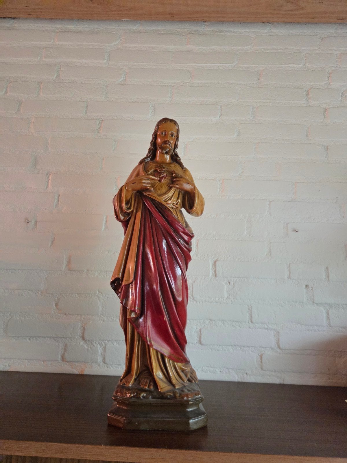 Antiek heilige hart Jezus 70 cm, Antiek en Kunst, Verzenden