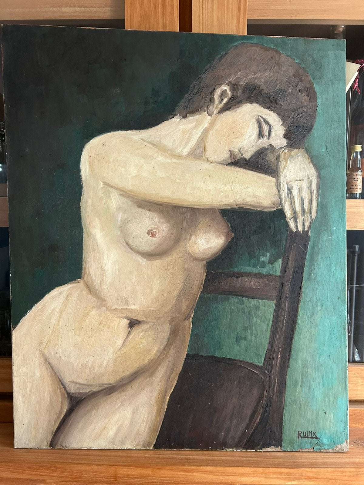 RULFIX | MUZE, Naakt op doek, België ca. 1950, Portrait ou Personnes, Peinture à l'huile, Enlèvement, Peint à la main