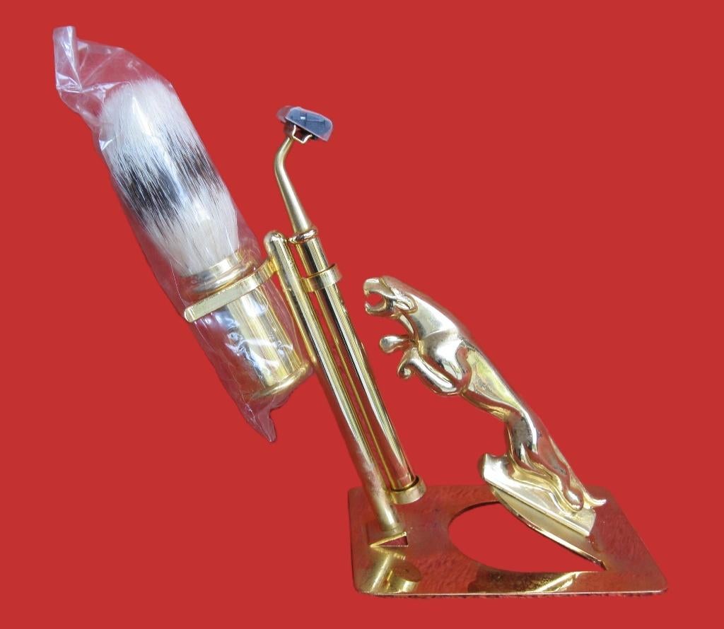 Design verguld Jaguar scheerset., Antiek en Kunst, Ophalen