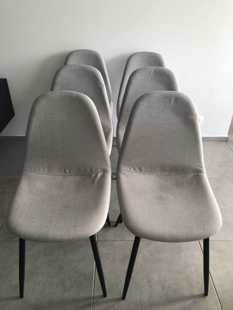 6 stoffen stoelen, Ophalen, Gebruikt, Stof, Grijs