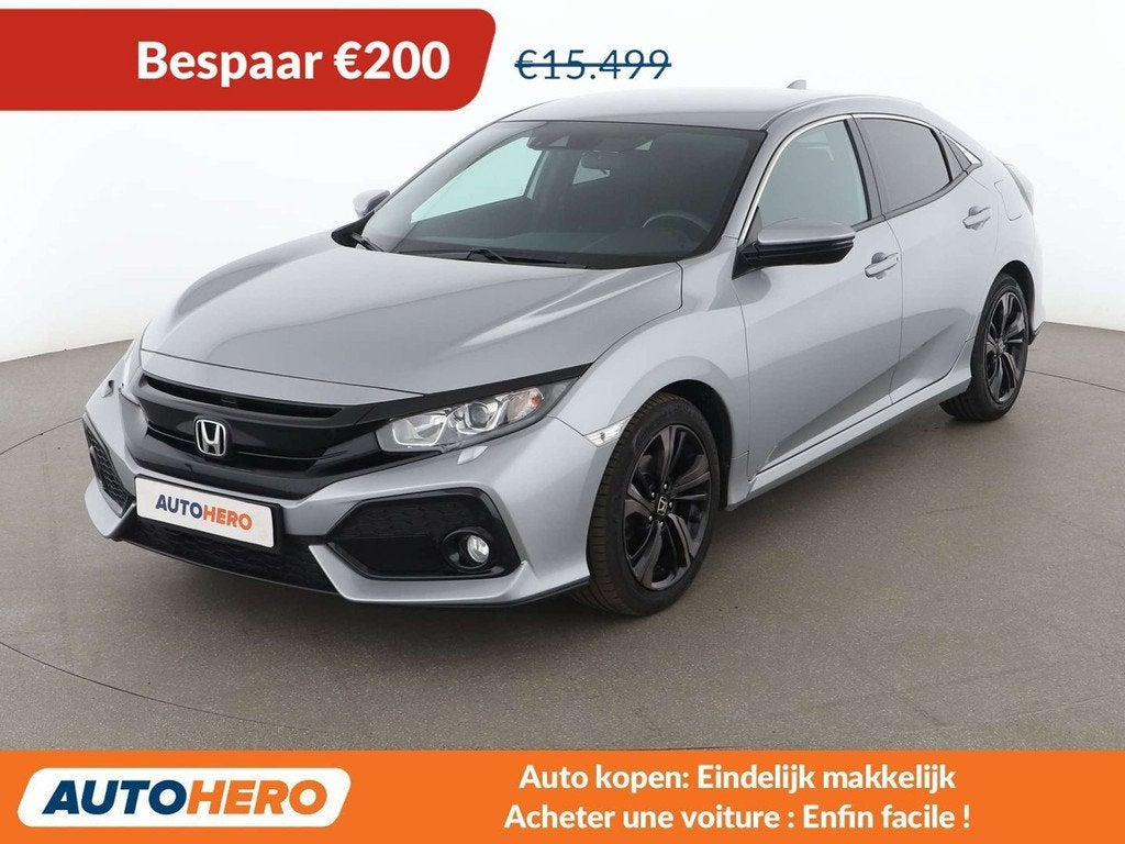 Honda Civic 1.0 VTEC Elegance (bj 2019), Auto's, Stof, Gebruikt, 988 cc, Zilver of Grijs