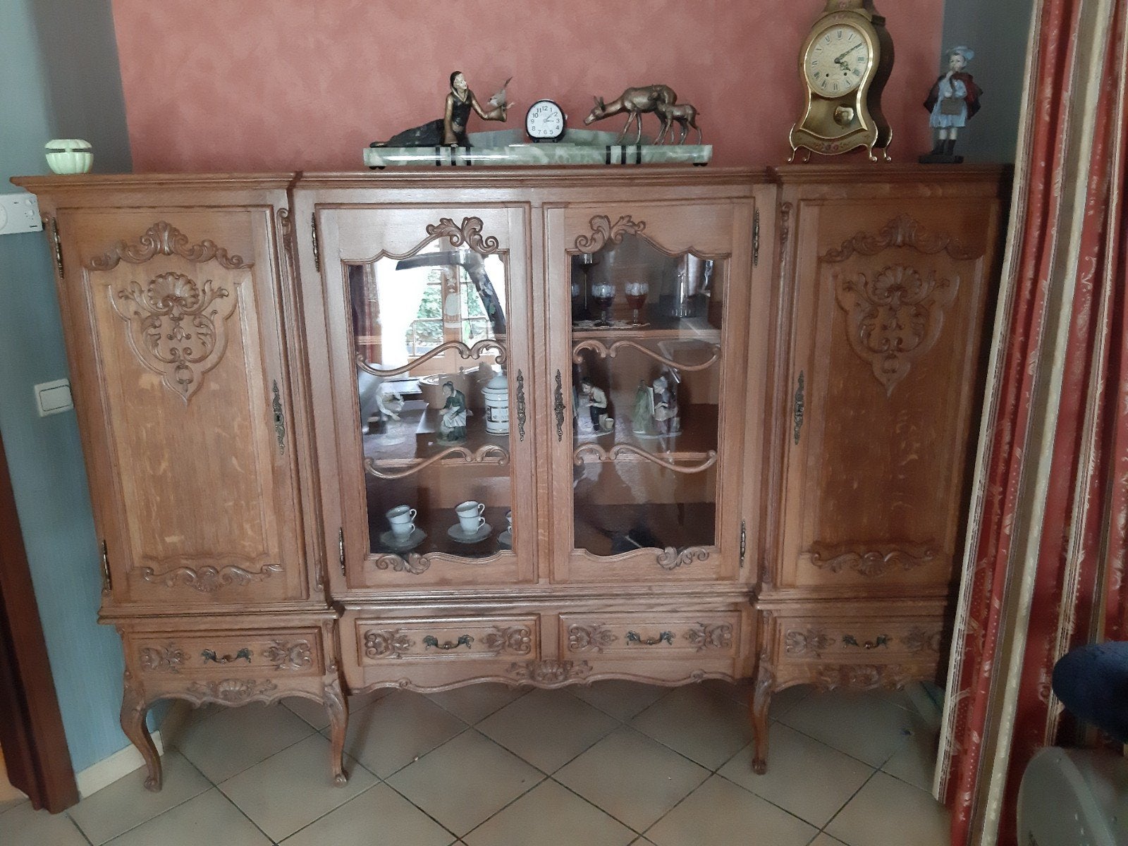 massief eiken vitrinekast, Huis en Inrichting, Kasten | Dressoirs, Ophalen