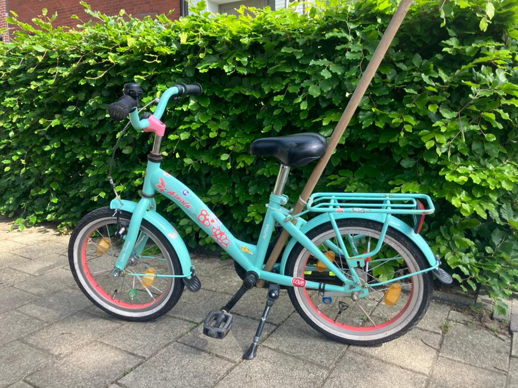 Meisjesfiets 16 inch, Ophalen, Terugtraprem, Gebruikt, Handrem