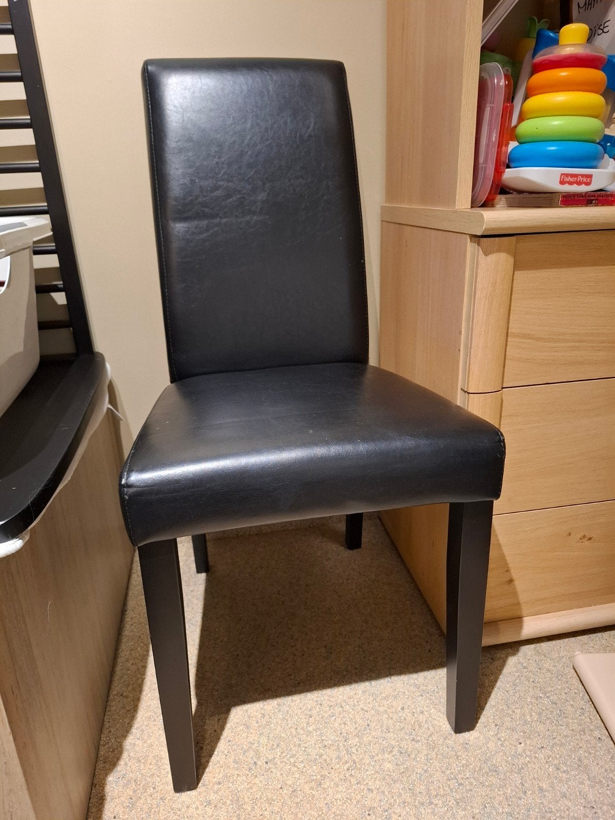 Tafelstoel, Huis en Inrichting, Stoelen, Ophalen, Gebruikt, Zwart, Leer
