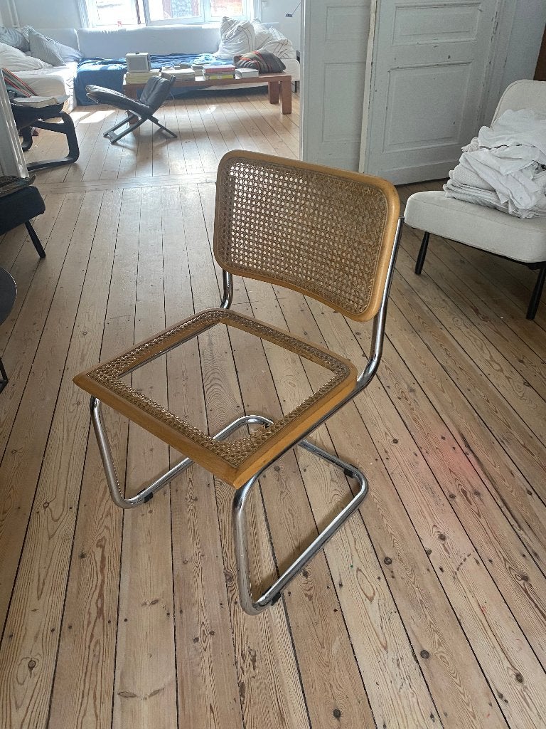 3 chaises vintage cannées type Cesca breuer à restaurer, Enlèvement