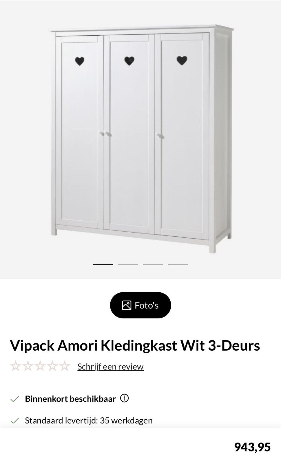 Complete Vipack Amori Kinderkamer – €550, Kinderen en Baby's, Kinderkamer | Bedden, Ophalen, Zo goed als nieuw