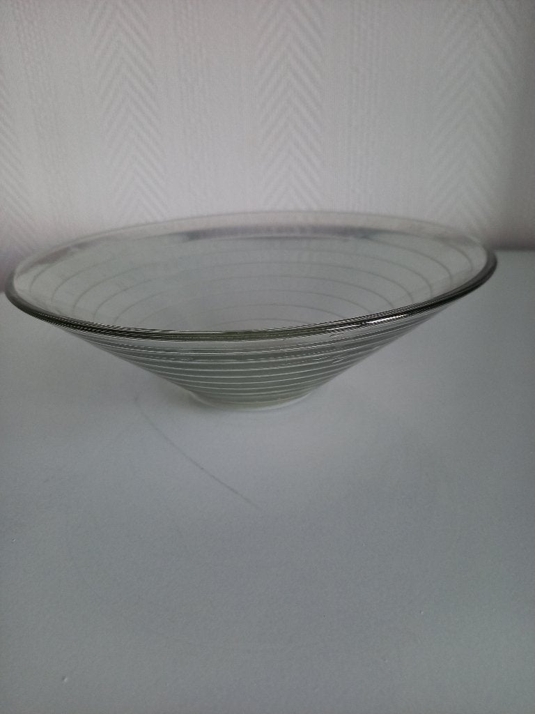 glazen schaal/kom, Schaal, Rond, Geribbeld, Ophalen of Verzenden
