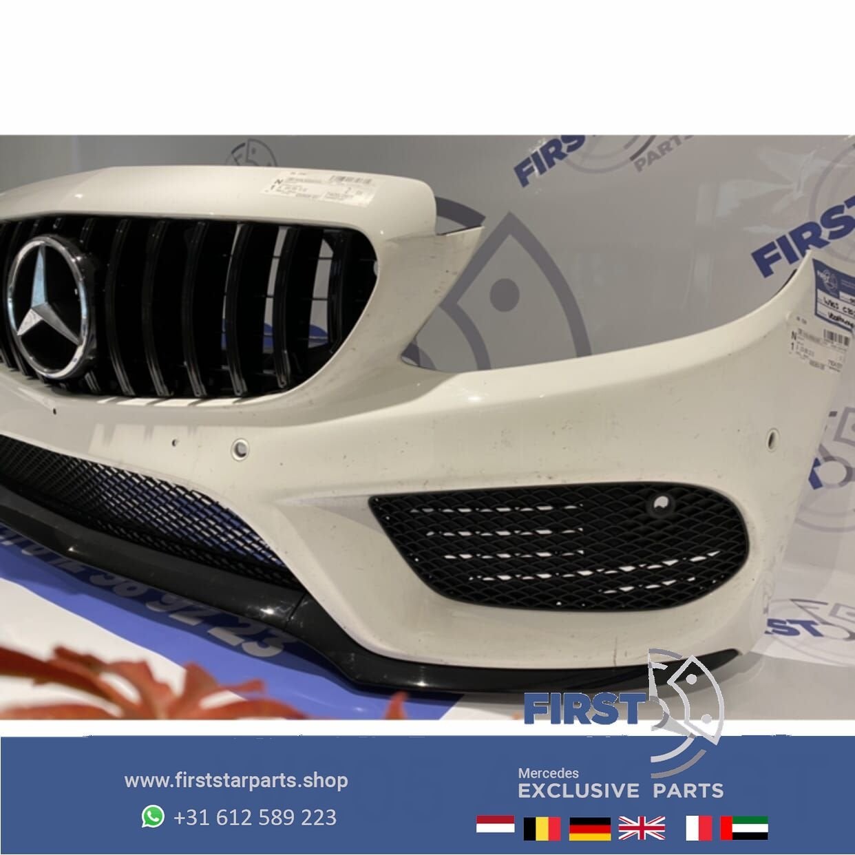 W205 C43 AMG VOORBUMPER + GT GRIL Mercedes C Klasse WIT COMP, Gebruikt, -, Voor, Ophalen of Verzenden
