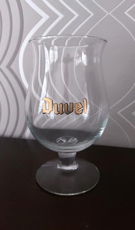 Duvel glas 'Gouden letters - witte binnenzijde', Ophalen of Verzenden, Gebruikt