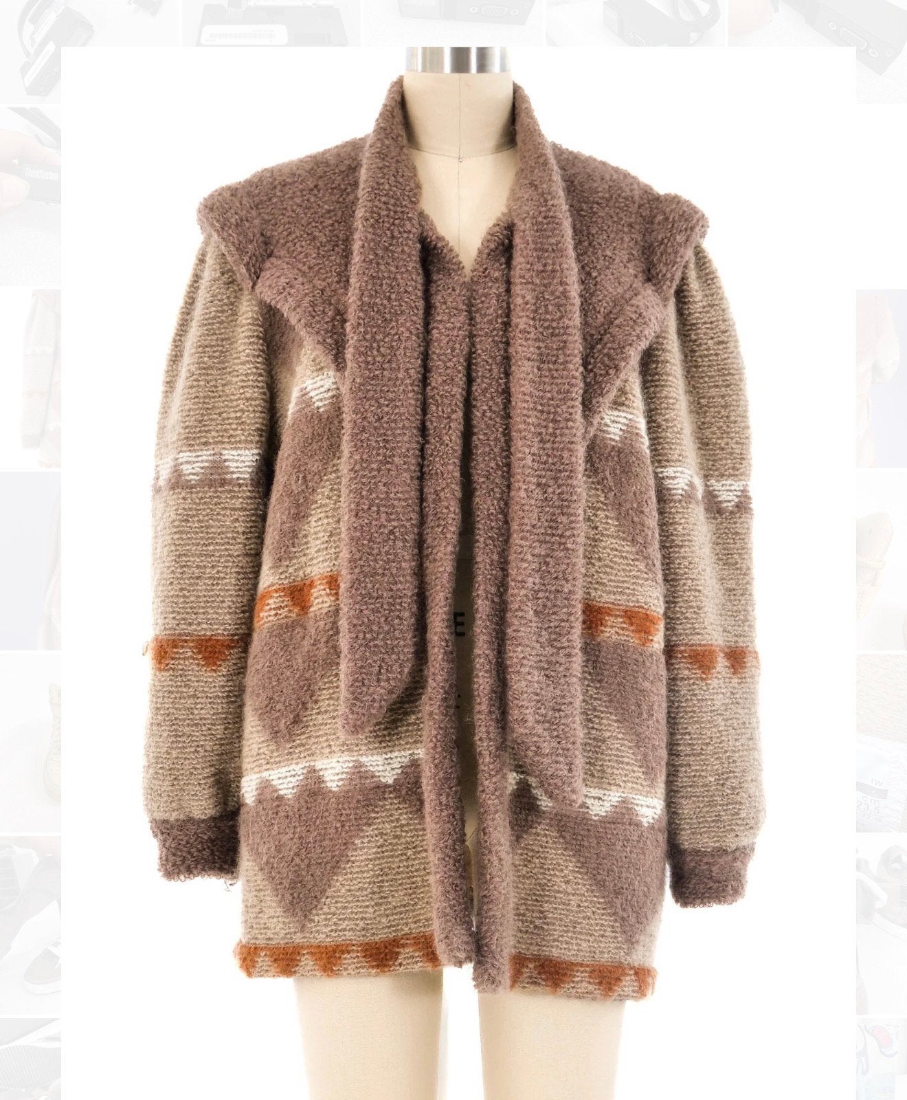 Veste Escada en mohair vintage tendance, de CARDIGAN western, Taille 42/44 (L), Enlèvement ou Envoi, Comme neuf, Brun