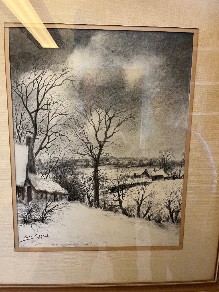 Peintures, Antiquités & Art, Paysage, Enlèvement, Encadré, Papier