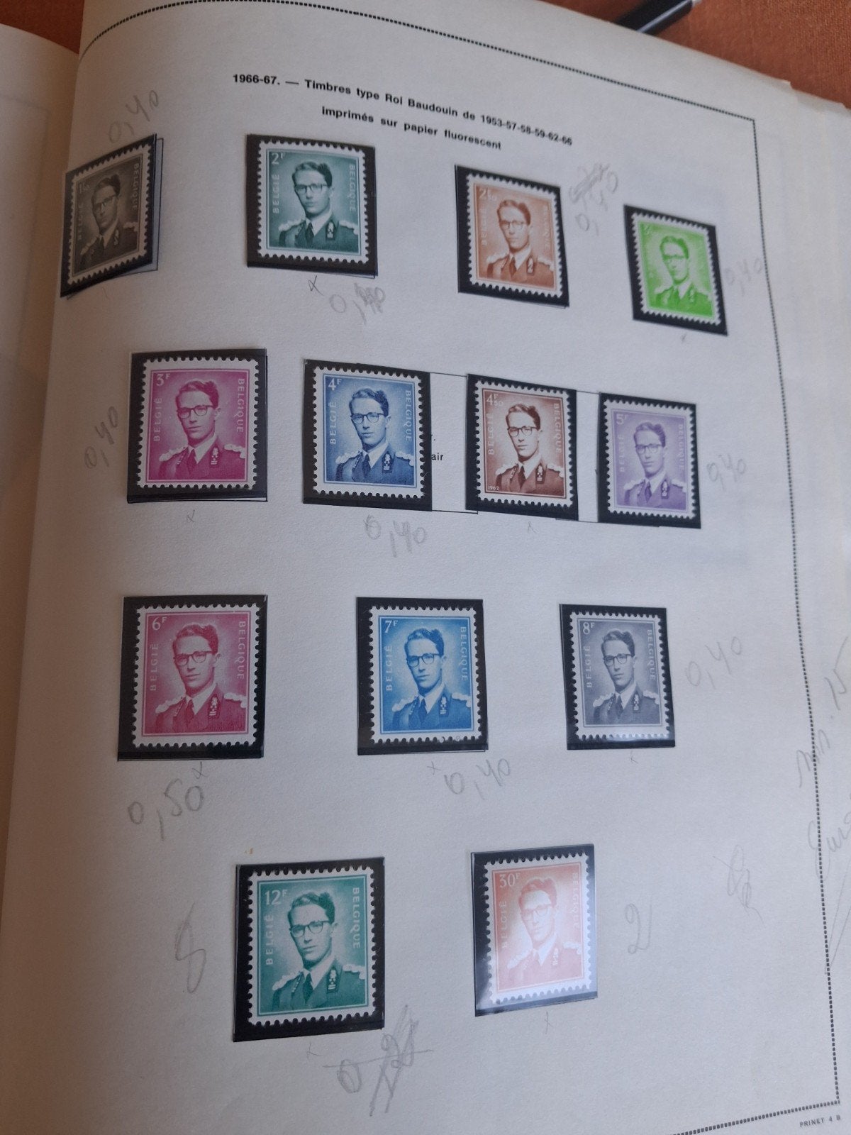 1966 67 13 timbres roi Baudoin  papier  fluorescent, Enlèvement ou Envoi
