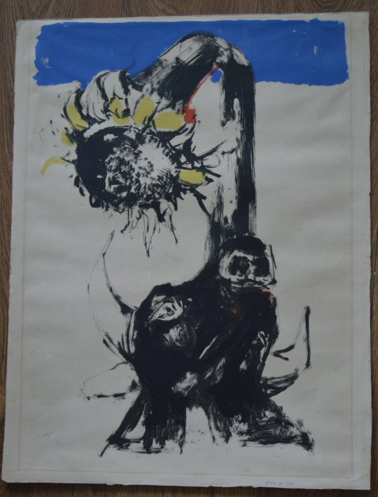 Bernard Lorjou. Lithografie. Bloem. Gesigneerd, genummerd., Antiek en Kunst, Genummerd, Ophalen, Lithografie