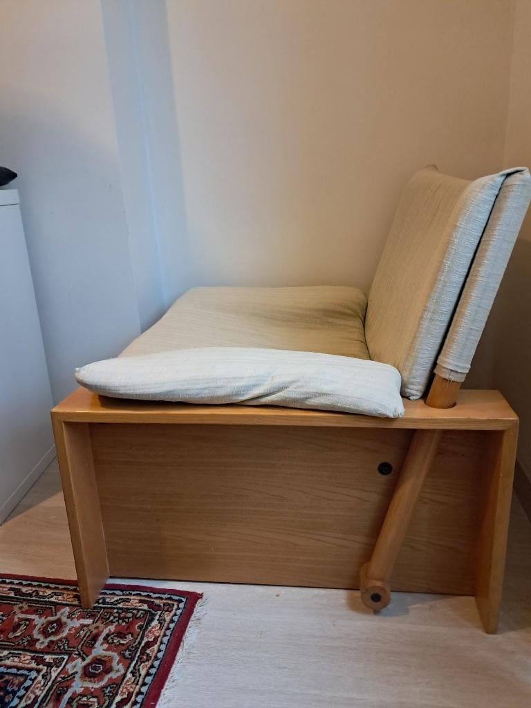 vintage zetel, Maison & Meubles, Canapés | Salons, Jaren 80, Banc droit, Enlèvement, Tissus