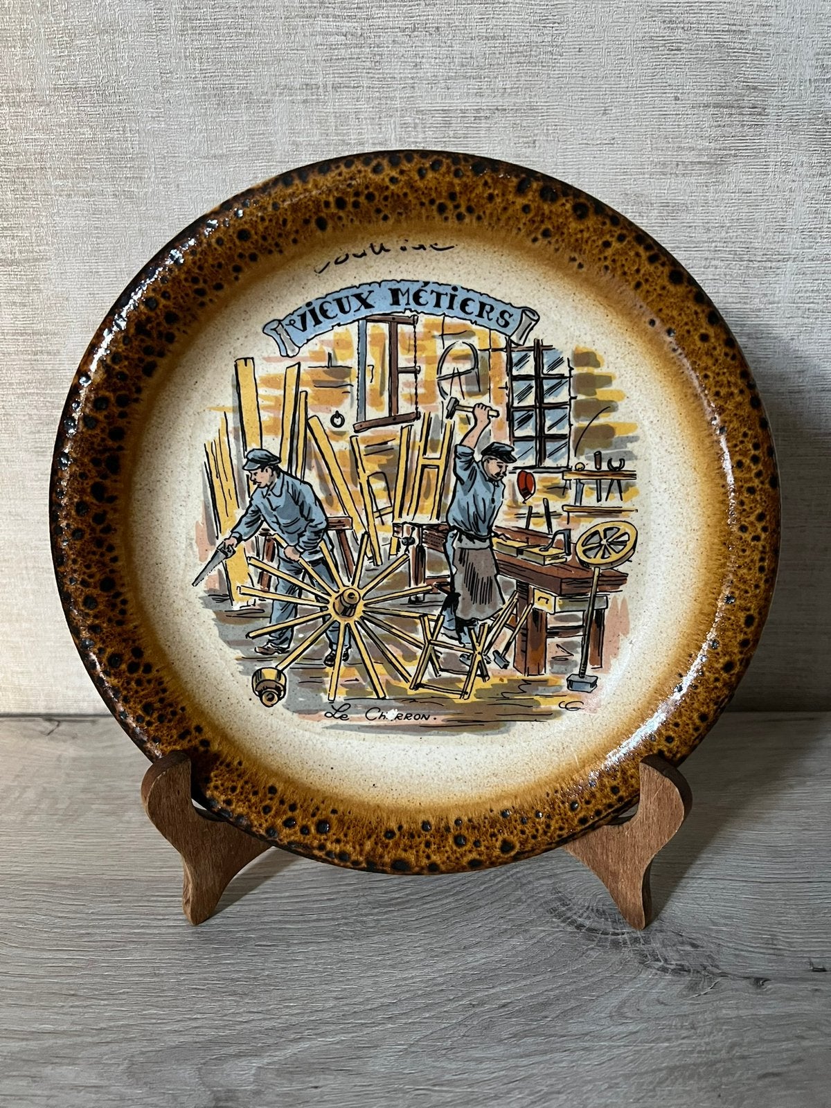 Decoratief bord „Old Crafts” - The Charron - Ø 24 cm, Antiek en Kunst, Ophalen of Verzenden