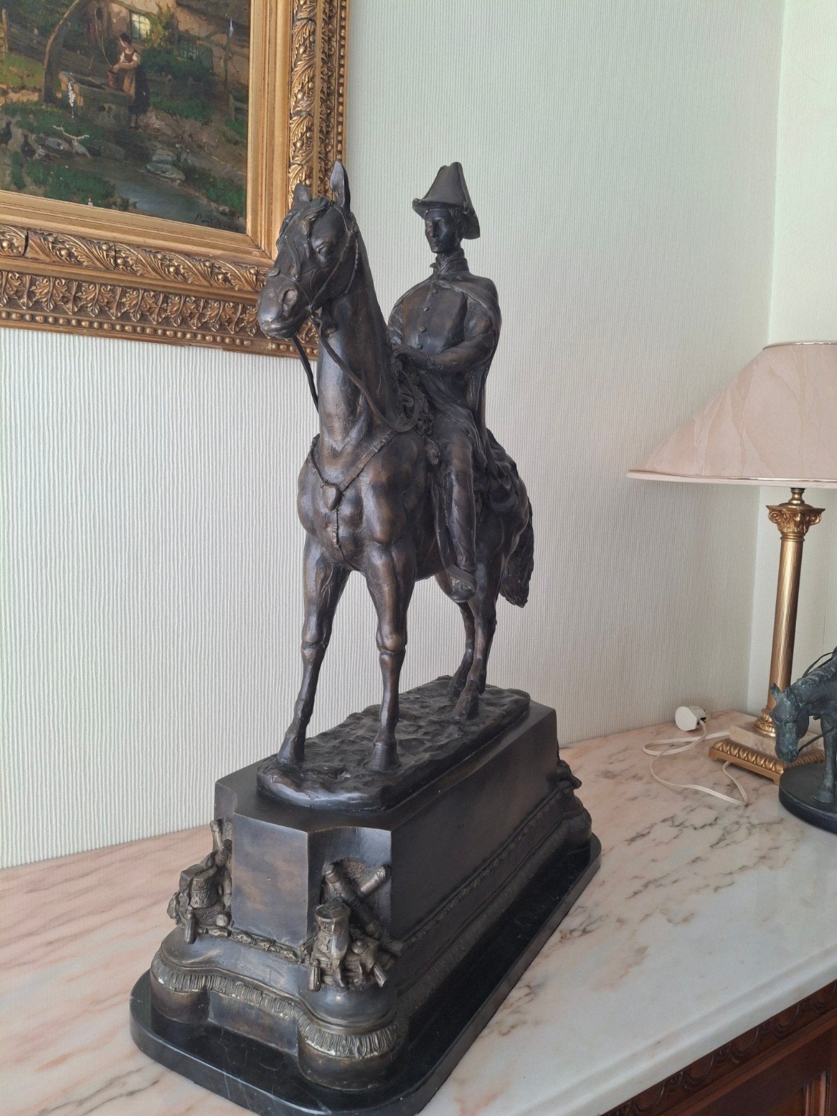 bronzen paard met ruiter, Ophalen