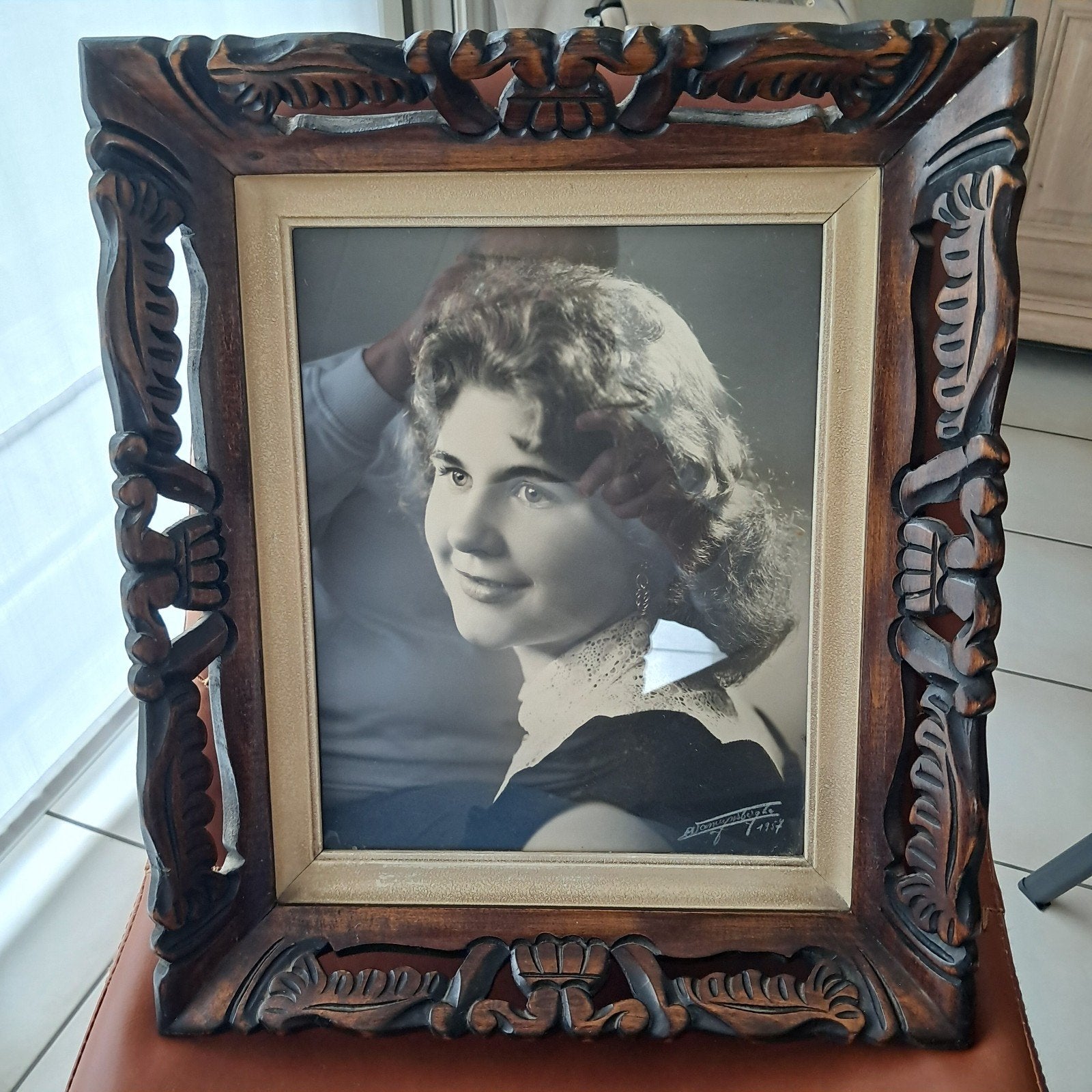 oude houten kader met glas, Ophalen of Verzenden, Klassiek, Achter glas, Portret of Personen