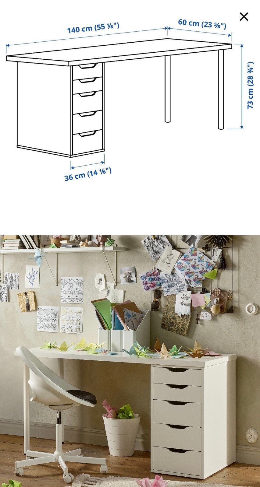 Bureau wit 140 cm, Ophalen, IKEA, Wit