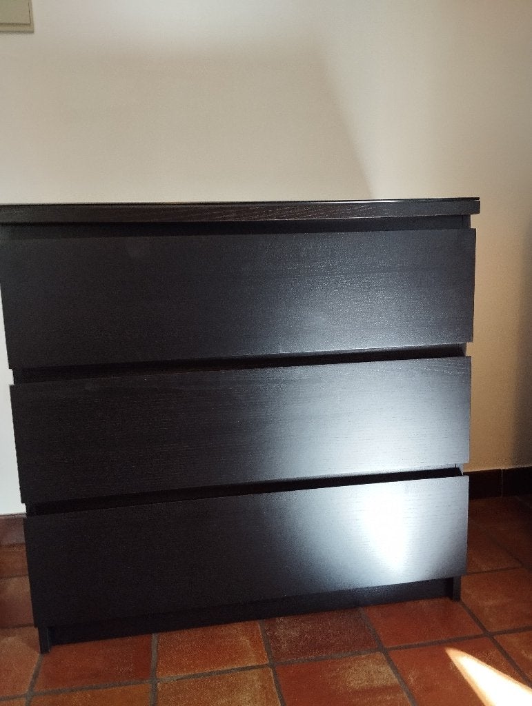 Commode noire 3 tiroirs Ikéa, Maison & Meubles, Enlèvement, Utilisé