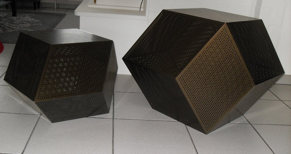 Set de 2 Table octogonale de salon en métal, Maison & Meubles, Enlèvement, Comme neuf, Autres formes, Métal