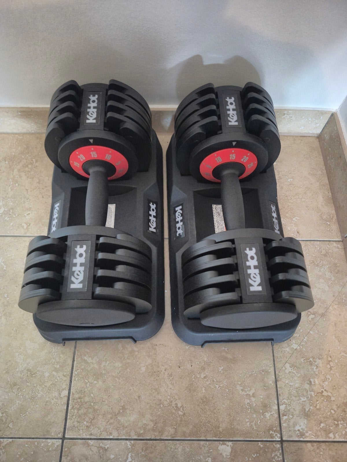 Haltères réglables 2 x 25 kg, Sports & Fitness, Enlèvement, Comme neuf, Bras, Haltère