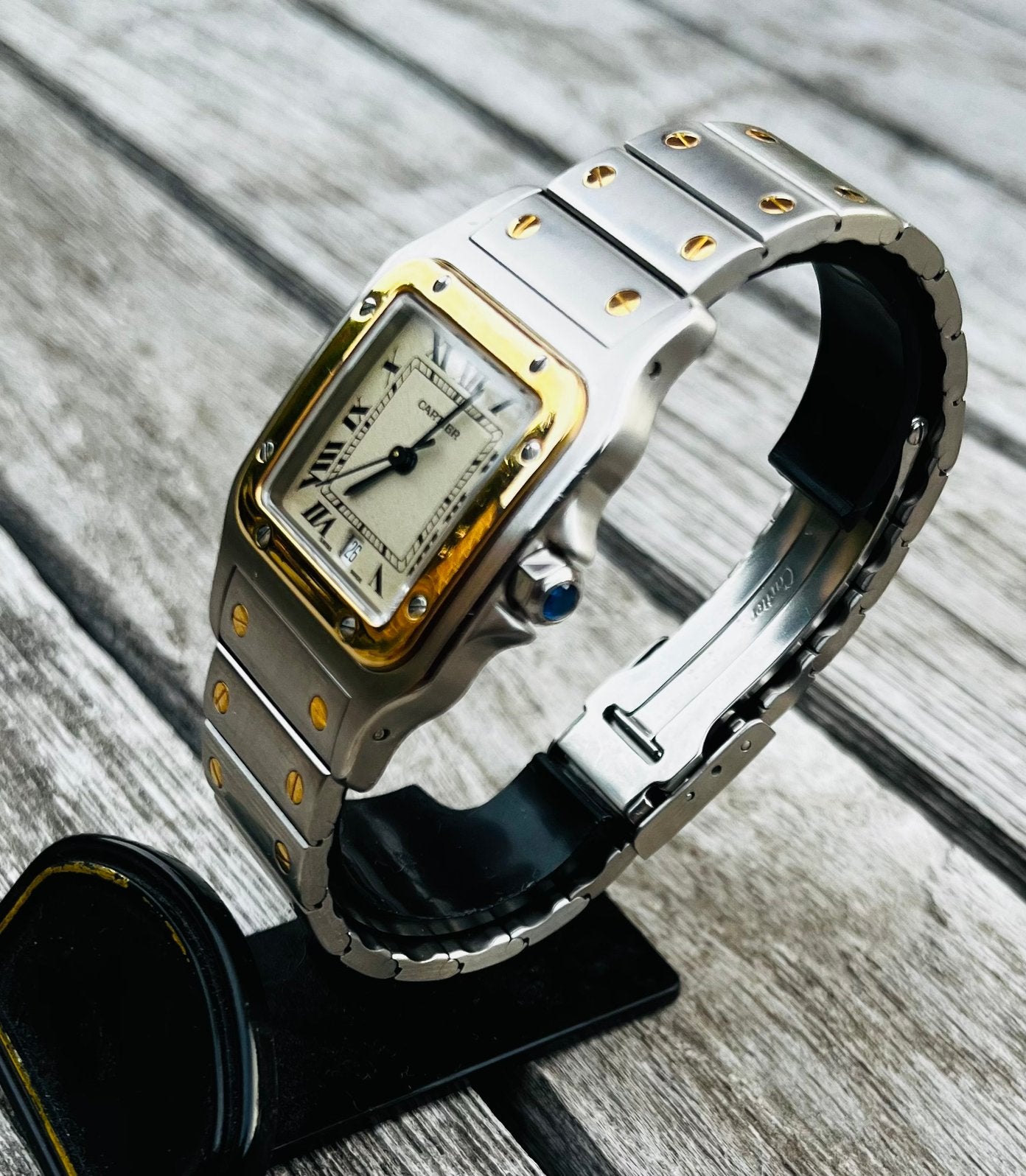 Cartier Santos Galbée, Ophalen of Verzenden, Zo goed als nieuw, Goud, Polshorloge