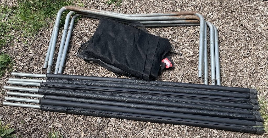 Veiligheidsnet + poten voor BERG Trampoline (380 cm), Ophalen, Gebruikt