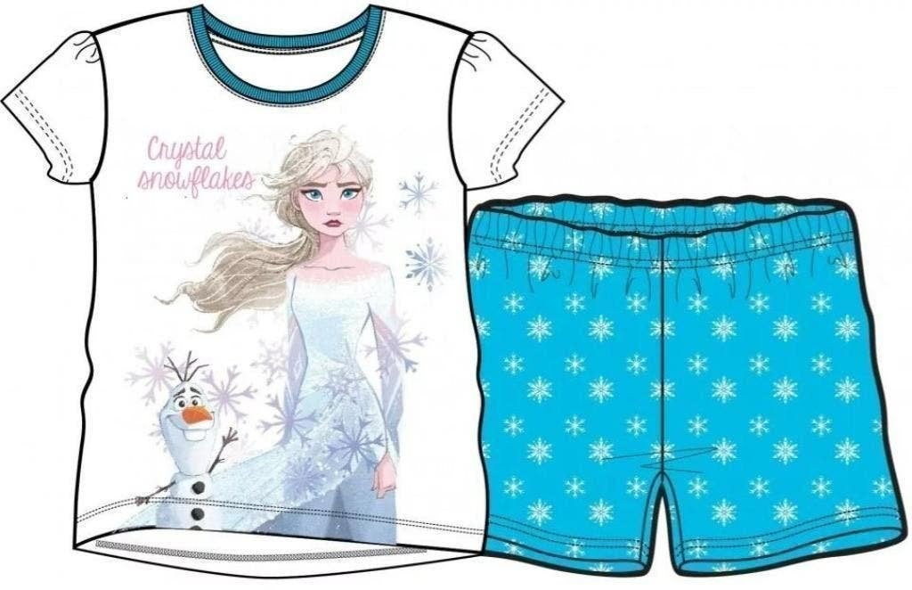 Disney Frozen Shortama Wit/Blauw - Maat 116 - 128 - Katoen, Kinderen en Baby's, Kinderkleding | Maat 116, Nacht- of Onderkleding