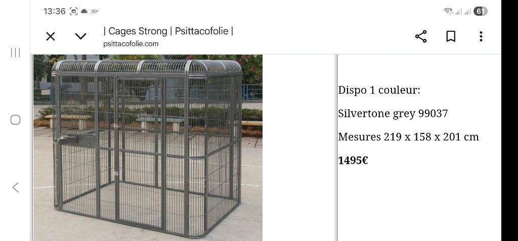 Volière/cage antracite à vendre., Enlèvement, Utilisé, Volière