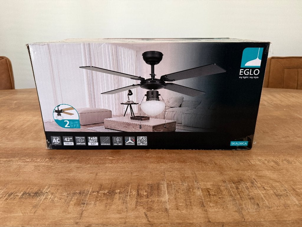 EGLO Skalnica Plafondventilator met Lamp | Zwart/Walnoot, Ophalen, Nieuw, Plafondventilator