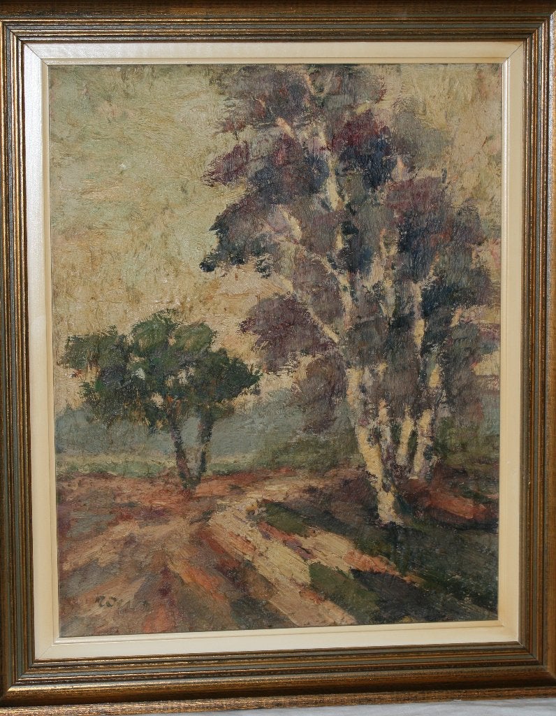 Roux - Schilderij olie op doek, Ophalen of Verzenden, Gesigneerd, Landschap, Doek