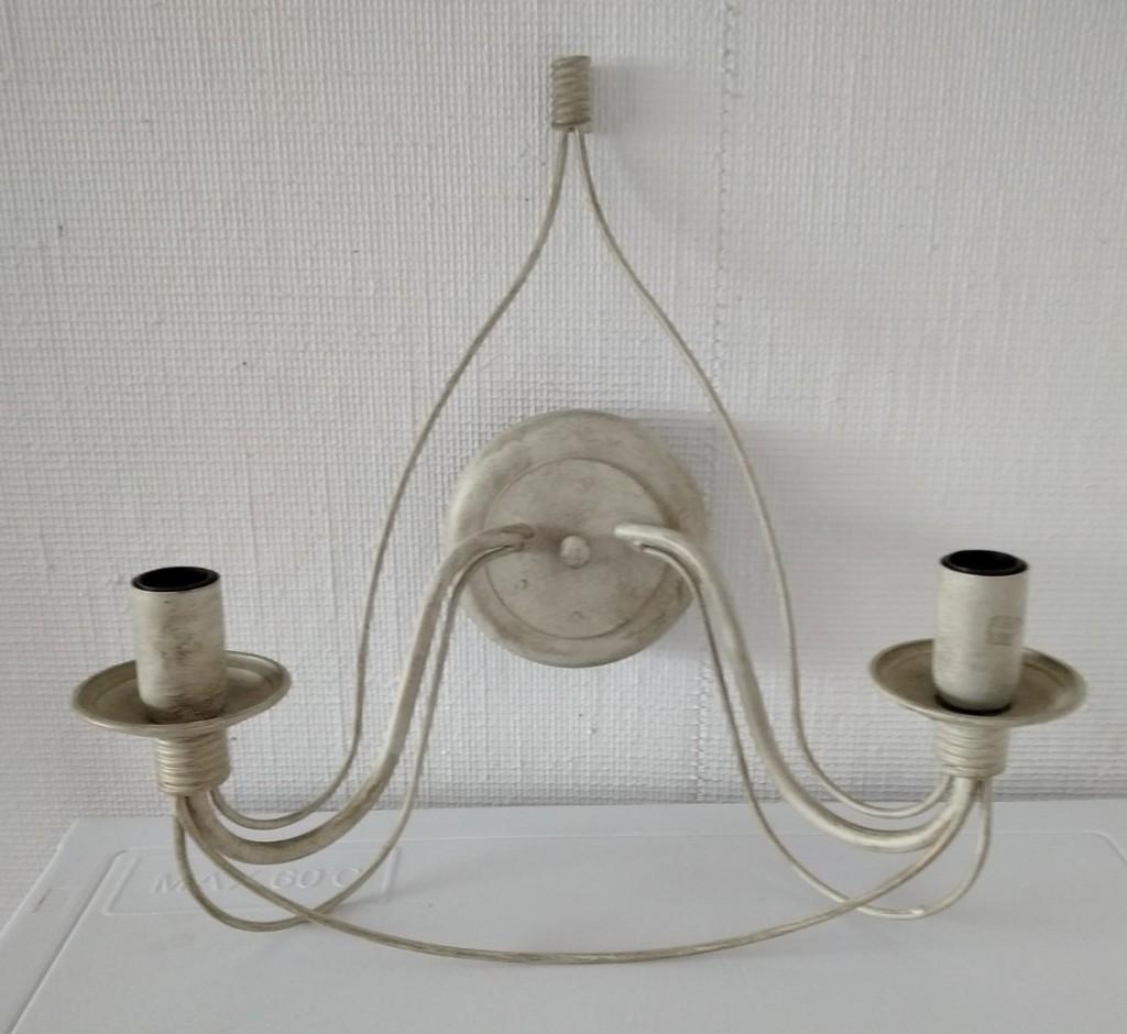 dubbele metalen wandlamp / 2 stuks, Antiek en Kunst, Antiek | Verlichting, Ophalen